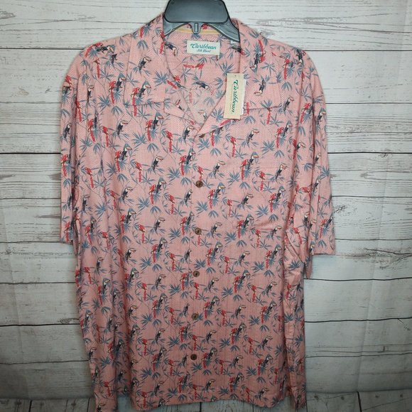 CARIBBEAN ROUNDTREE & YORKE MEN XL HAWAIIAN SHIRT